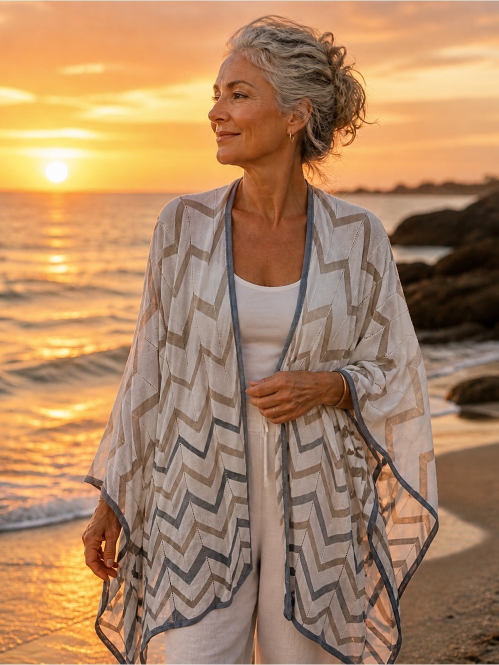 Calvin Klein Lightweight Geometric Sweater Wrap